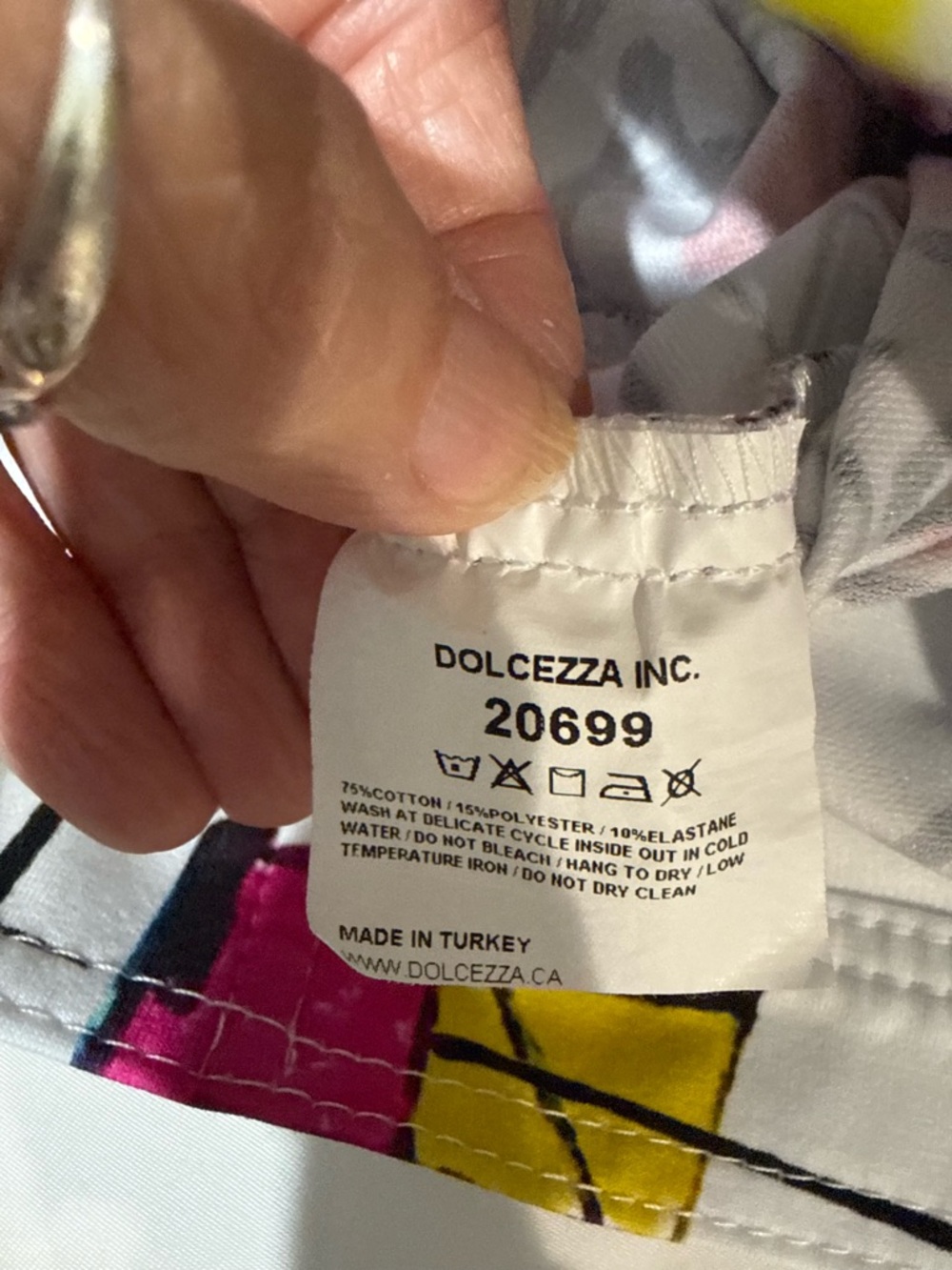 Dolcezza white jean jacket with vibrant abstract print by Luc Villard. Sz M - Picture 9 of 11